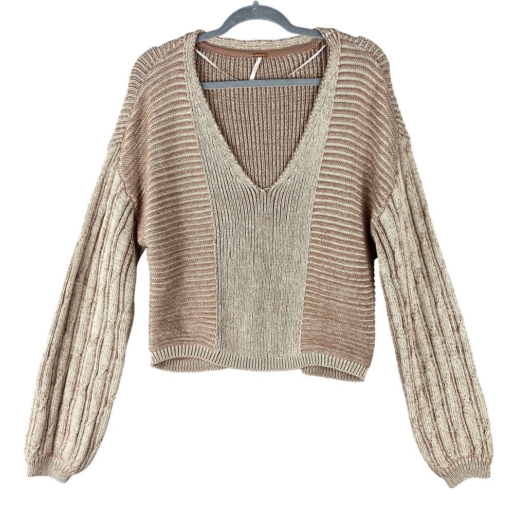 Free People When It Rains V Neck Sweater Size Large